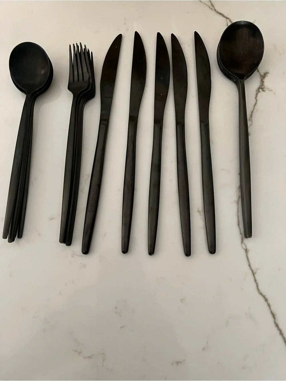 Matte Black Stainless Steel Flatware Set - Modern Cutlery